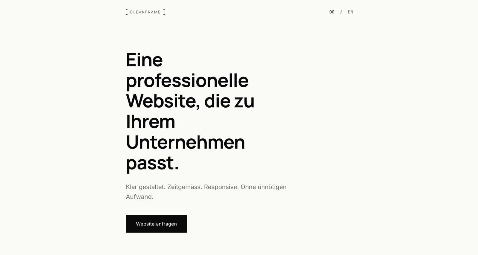 Cleanframe website: hero section